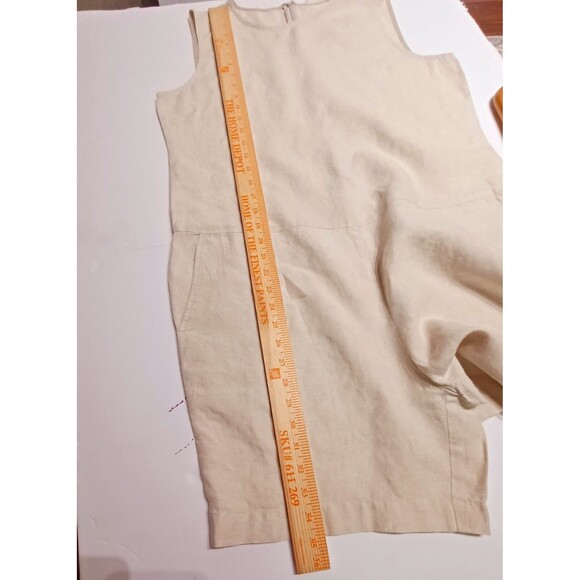 Eileen Fisher Women's Beige 100% Organic Linen Sleeveless Romper Size S/P - Picture 9 of 10